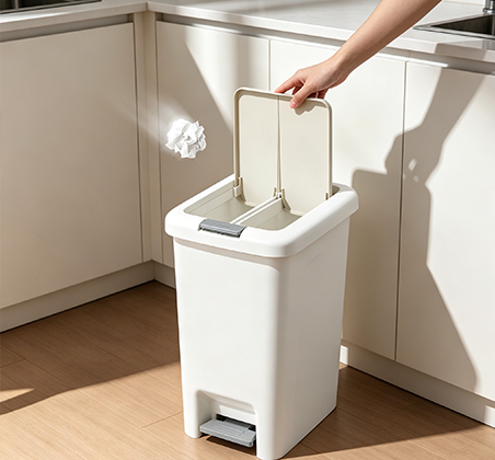Modern Hands-Free Step Trash Can with Wide Flip-Top Lid | Minimalist White Waste Bin for Kitchen, Bathroom & Office | Multiple Sizes Available