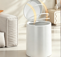 Modern Cylinder Push-Top Trash Can with Press-to-Open Lid | Minimalist Round Waste Bin for Bathroom, Office & Bedroom | White & Orange Available