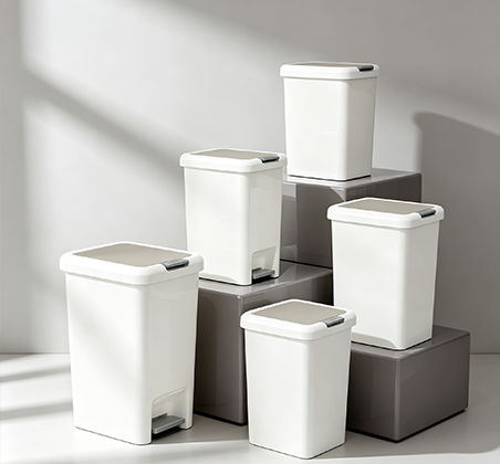 Modern Hands-Free Step Trash Can with Wide Flip-Top Lid | Minimalist White Waste Bin for Kitchen, Bathroom & Office | Multiple Sizes Available